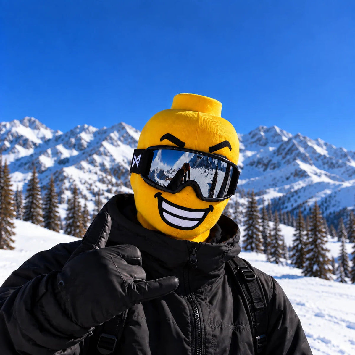 Grinora funny face cotton ski mask detail view